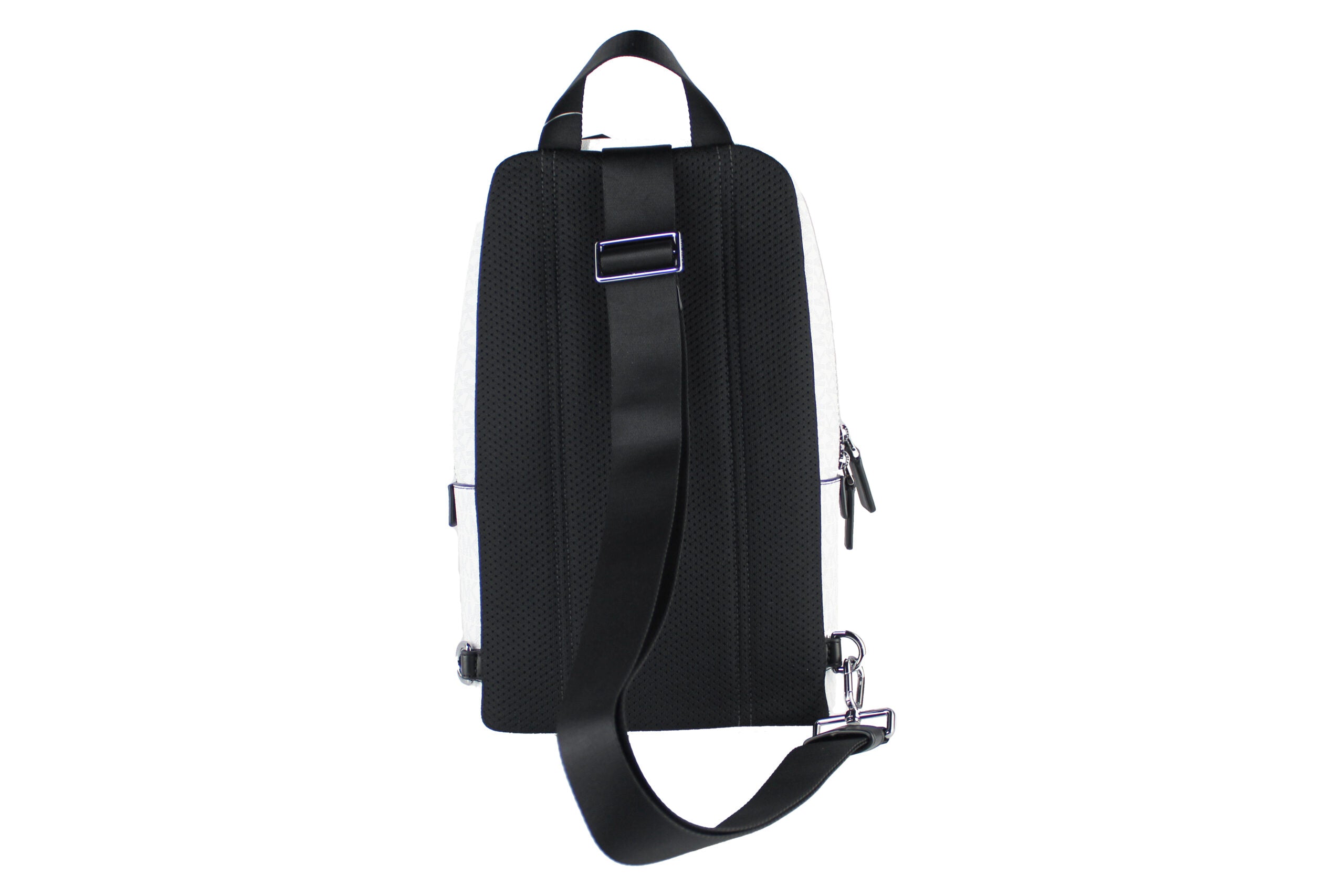 Cooper Medium White Signature PVC Sling Backpack - ventzia