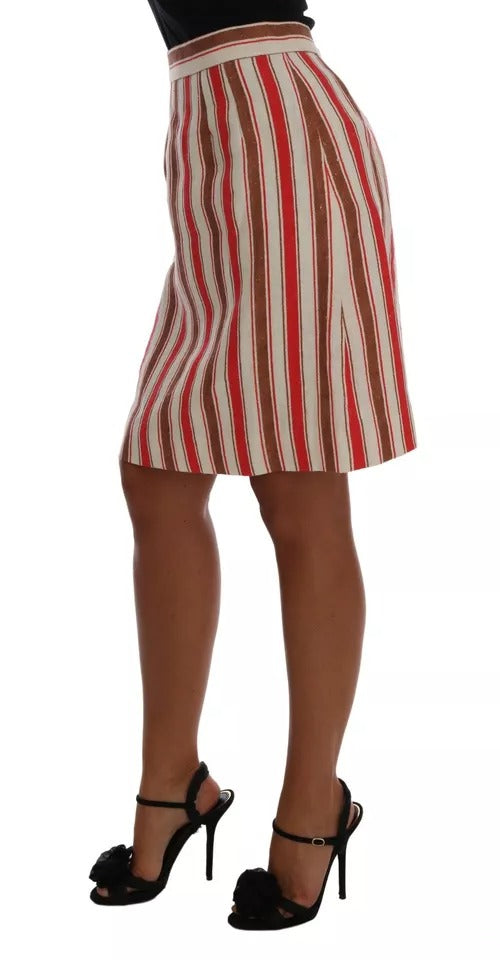 Multicolor Portofino Stripes Cotton Midi Skirt - ventzia
