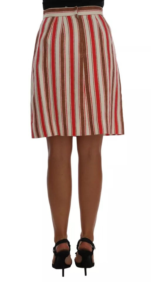 Multicolor Portofino Stripes Cotton Midi Skirt - ventzia