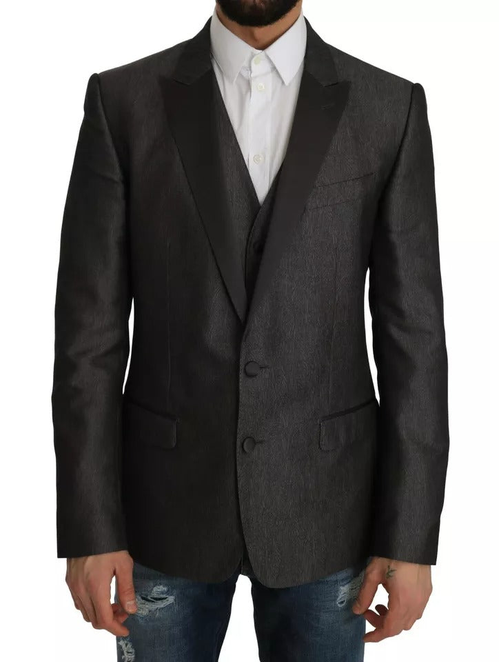 Gray MARTINI 2 Piece Vest Coat Blazer - ventzia