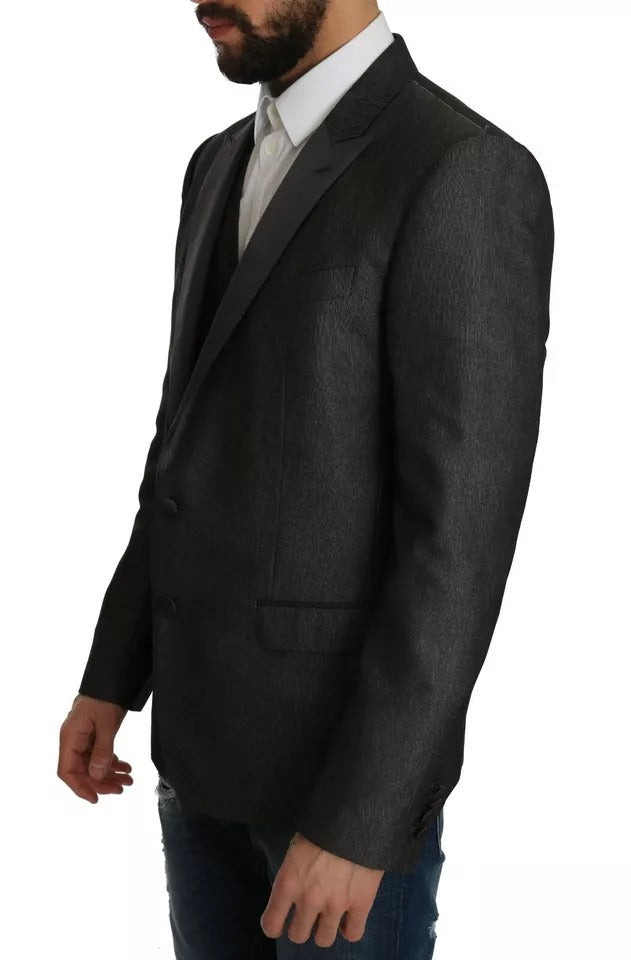 Gray MARTINI 2 Piece Vest Coat Blazer - ventzia