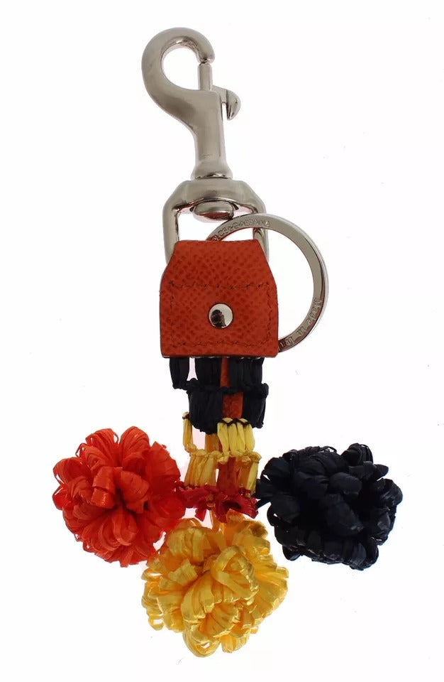 Red Yellow Raffia Leather Clasp Finder Keyring Keychain - ventzia
