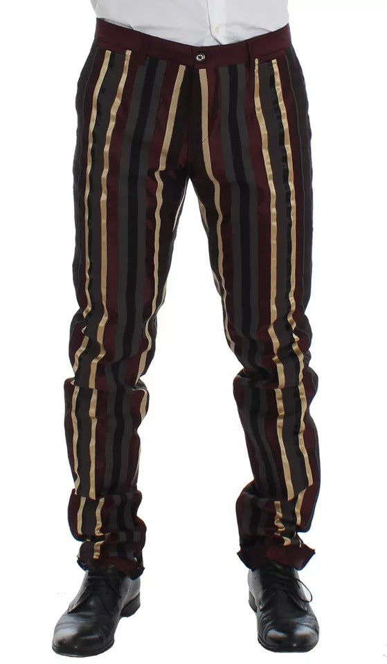 Multicolor Striped Runway 3 Piece Slim Fit Vest Suit - ventzia