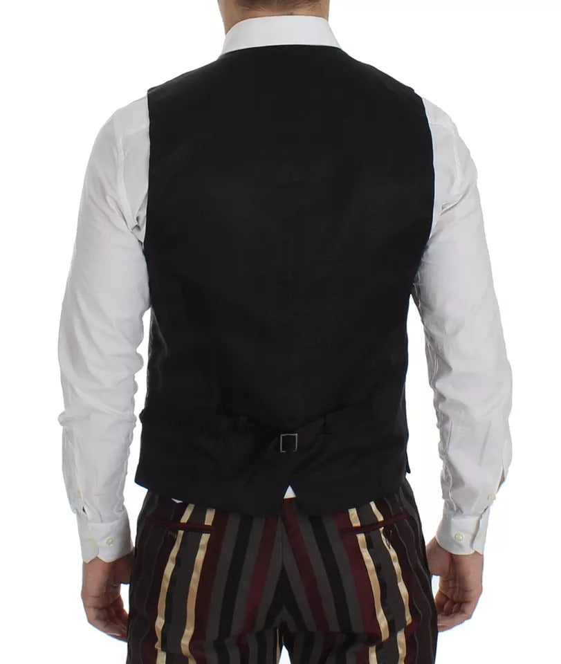 Multicolor Striped Runway 3 Piece Slim Fit Vest Suit - ventzia
