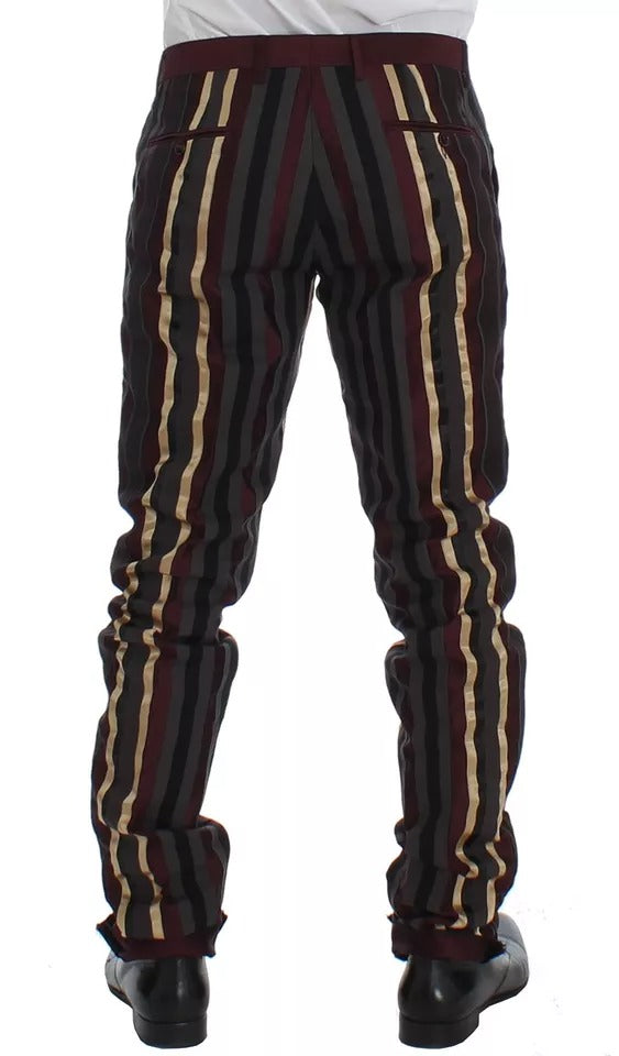 Multicolor Striped Runway 3 Piece Slim Fit Vest Suit - ventzia