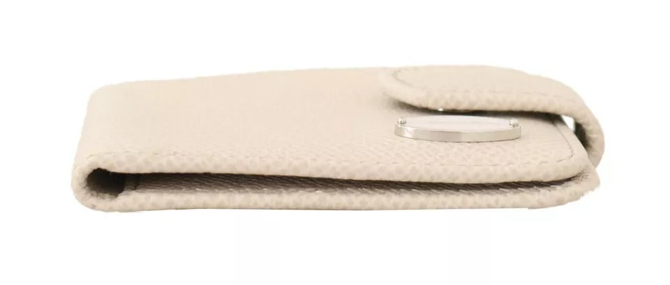 White Dauphine Leather Condom Case Holder Pocket Wallet - ventzia