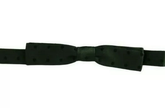 Green Dotted Silk Adjustable Neck Bow Tie - ventzia