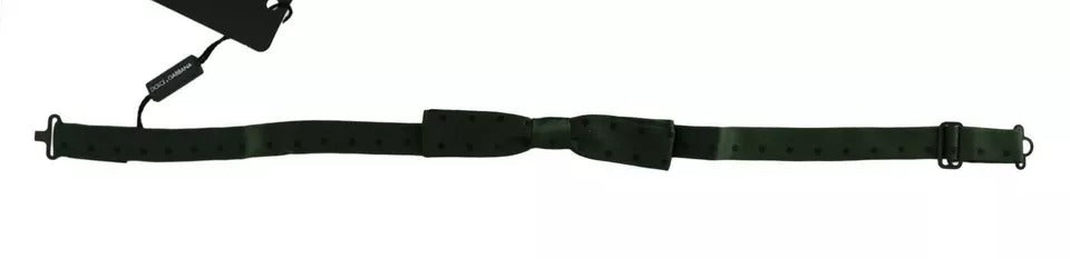 Green Dotted Silk Adjustable Neck Bow Tie - ventzia