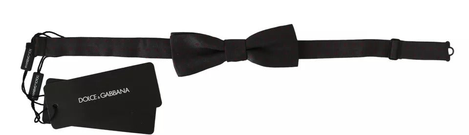 Gray Dotted Silk Adjustable Neck Bow Tie - ventzia