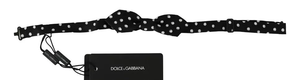 Black Polka Dots Adjustable Neck Bow Tie - ventzia