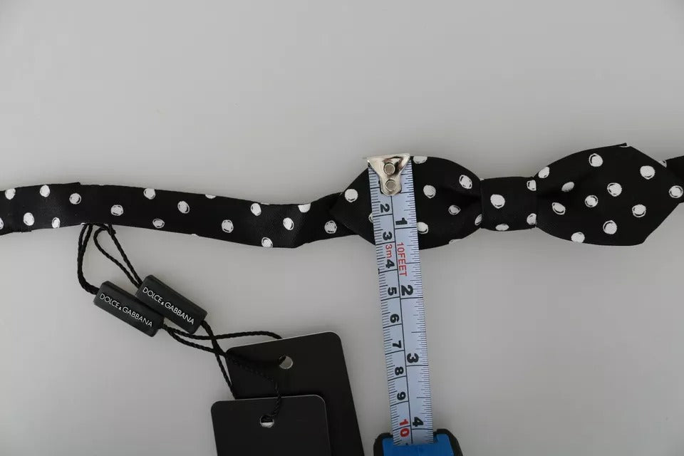 Black Polka Dots Adjustable Neck Bow Tie - ventzia
