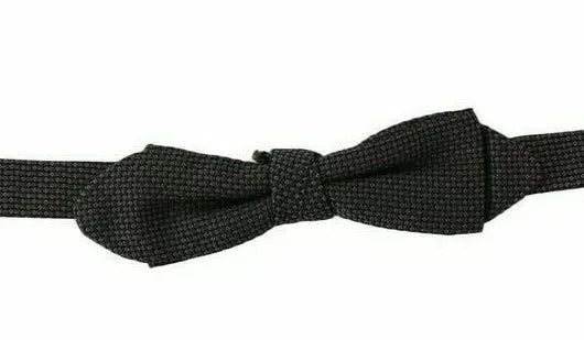 Gray Pattern Silk Adjustable Neck Bow Tie - ventzia