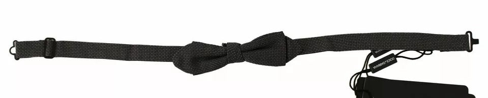 Gray Pattern Silk Adjustable Neck Bow Tie - ventzia