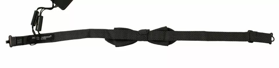 Gray Pattern Silk Adjustable Neck Bow Tie - ventzia