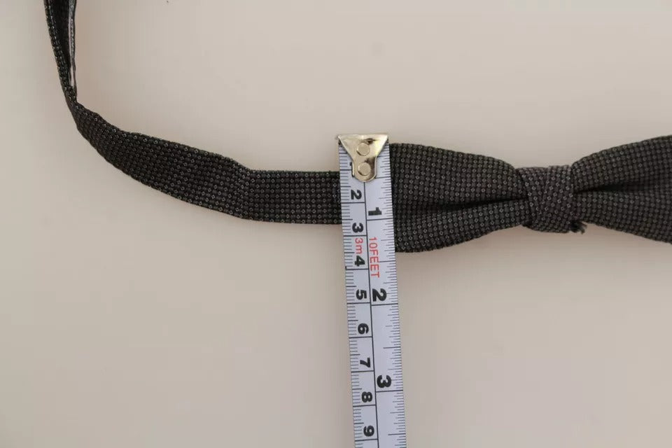 Gray Pattern Silk Adjustable Neck Bow Tie - ventzia