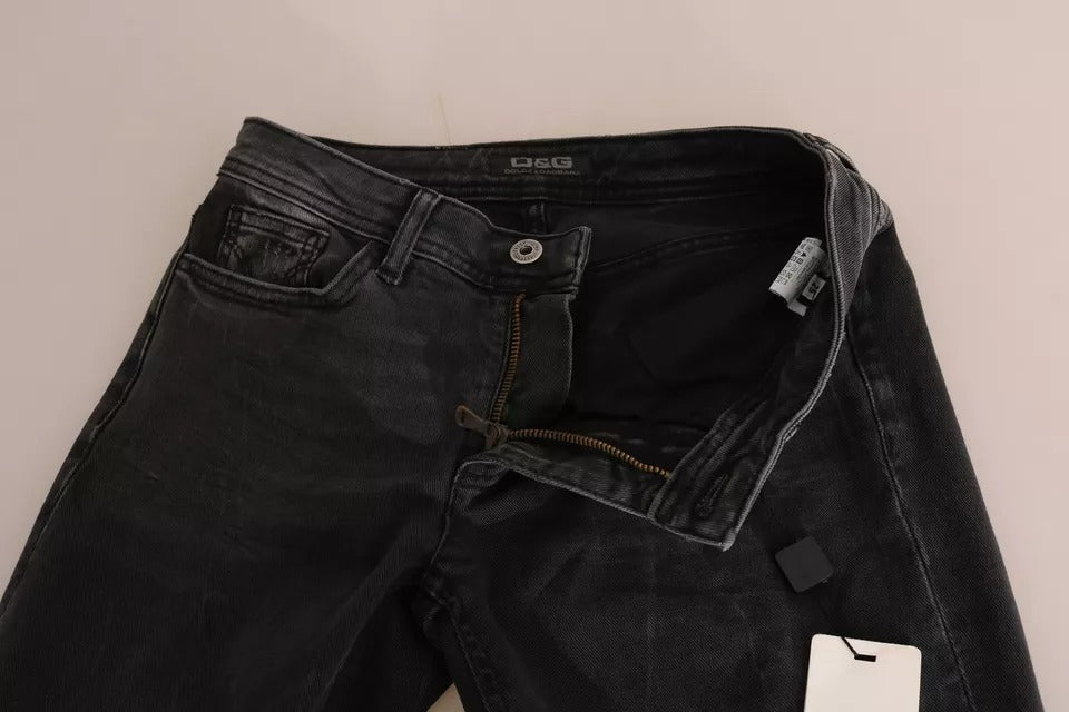 Black Slim Fit Cotton Jeans D&G Pants - ventzia