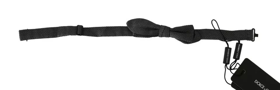 Gray Silk Patterned Mens Necktie Bow Tie - ventzia