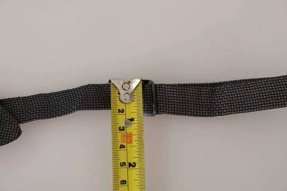 Gray Silk Patterned Mens Necktie Bow Tie - ventzia