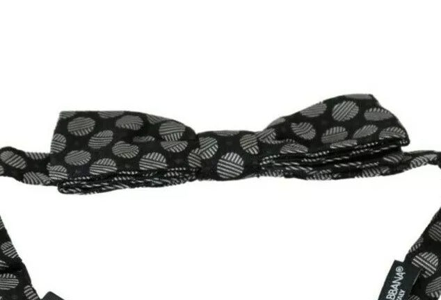 Black Silk Circles Men Necktie Bow Tie - ventzia