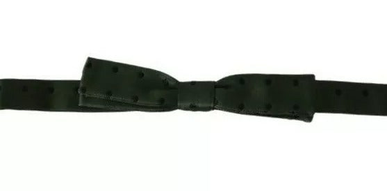 Green Silk Dotted Mens Necktie Bow Tie - ventzia