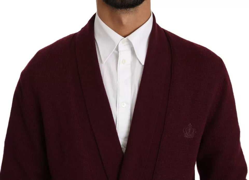 Bordeaux Cashmere Crown Cardigan Sweater - ventzia