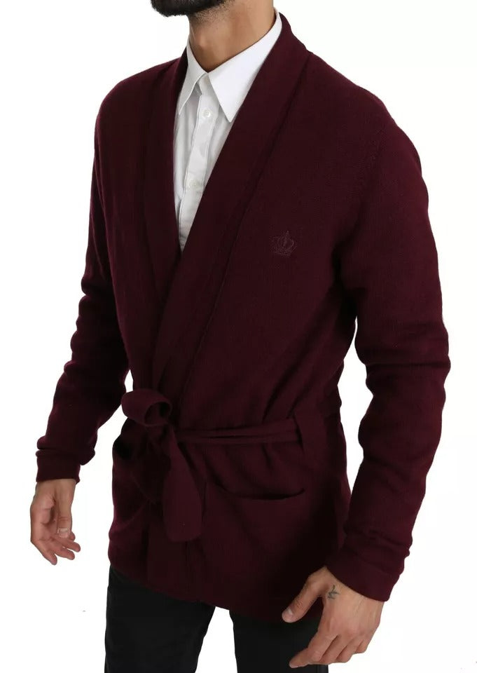 Bordeaux Cashmere Crown Cardigan Sweater - ventzia