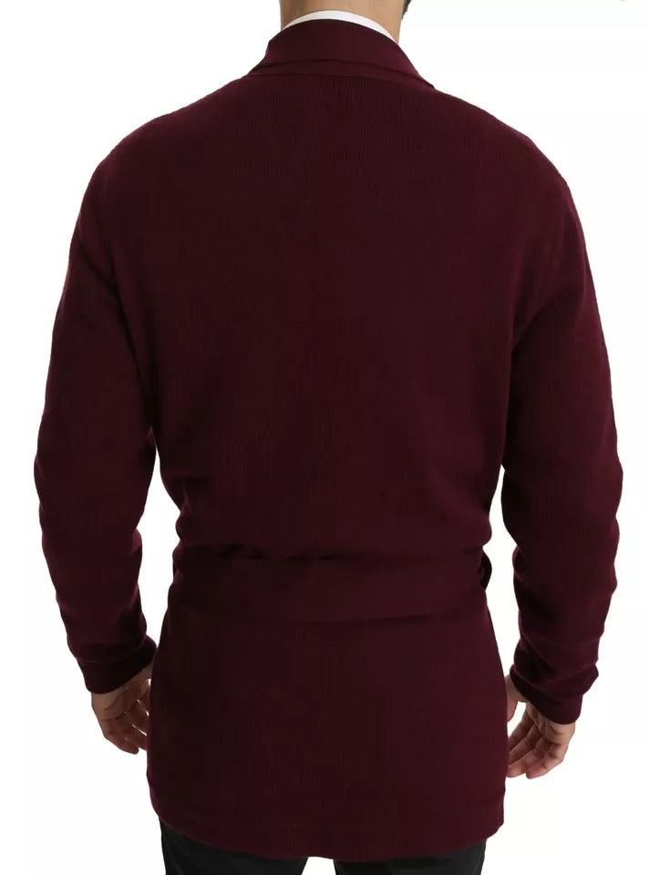 Bordeaux Cashmere Crown Cardigan Sweater - ventzia