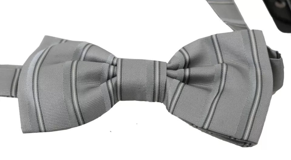 Light Gray Lining Adjustable Neck Butterfly Bow Tie - ventzia