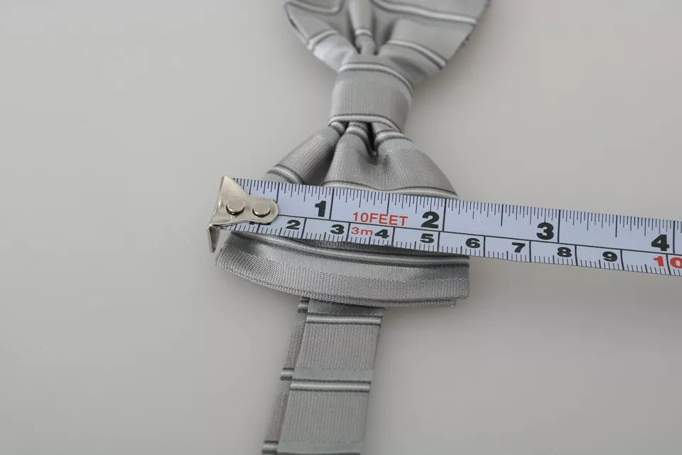 Light Gray Lining Adjustable Neck Butterfly Bow Tie - ventzia