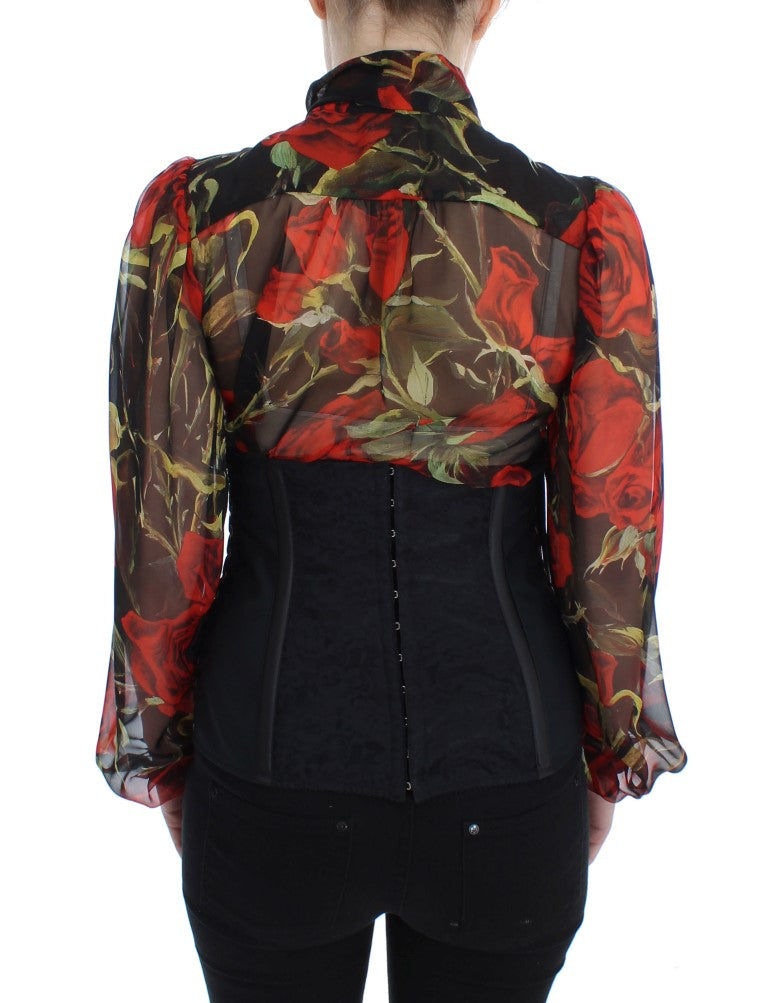 Elegant Black Floral Brocade Corset Belt - ventzia