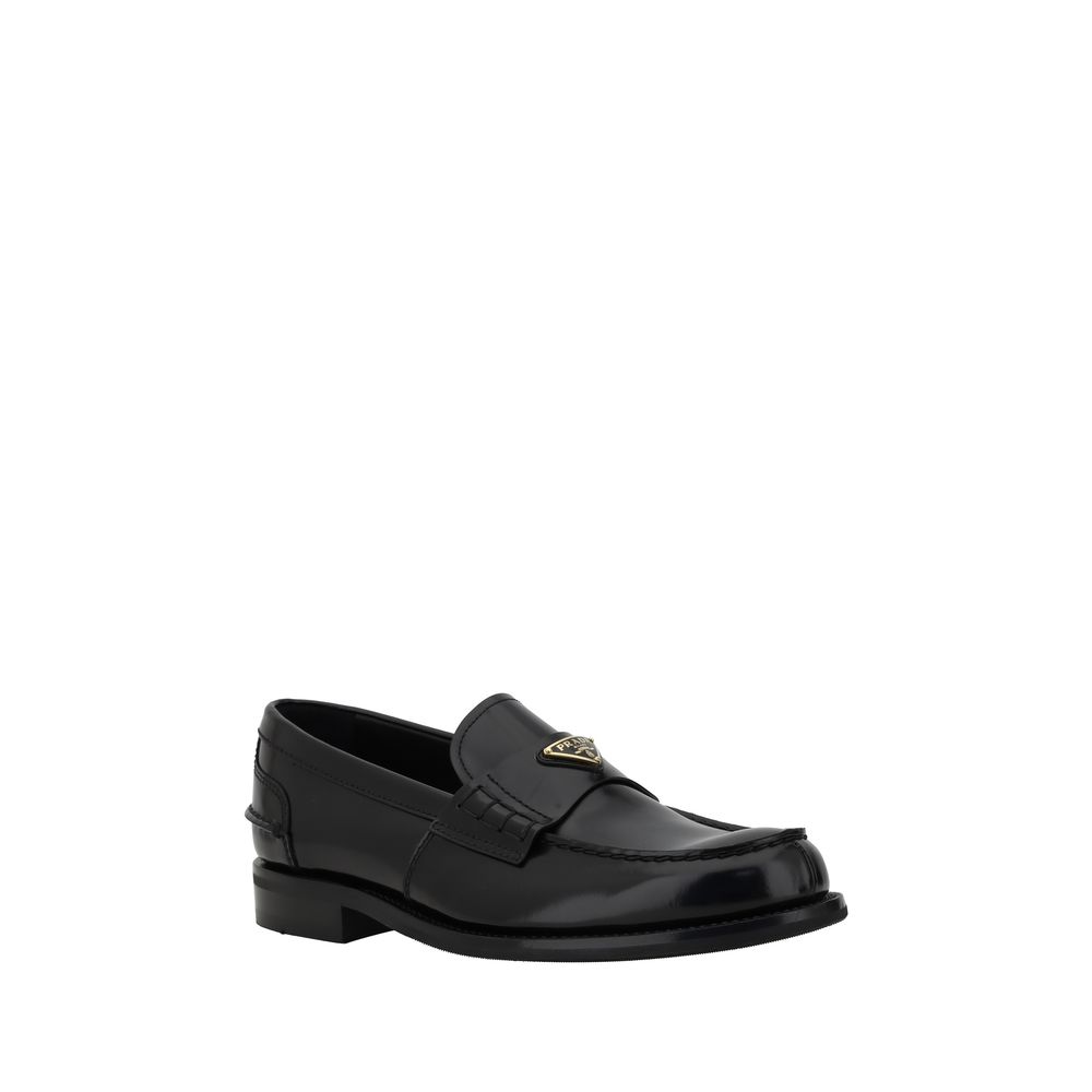 Black Calf Leather Bos Taurus Slip-On Loafers - ventzia