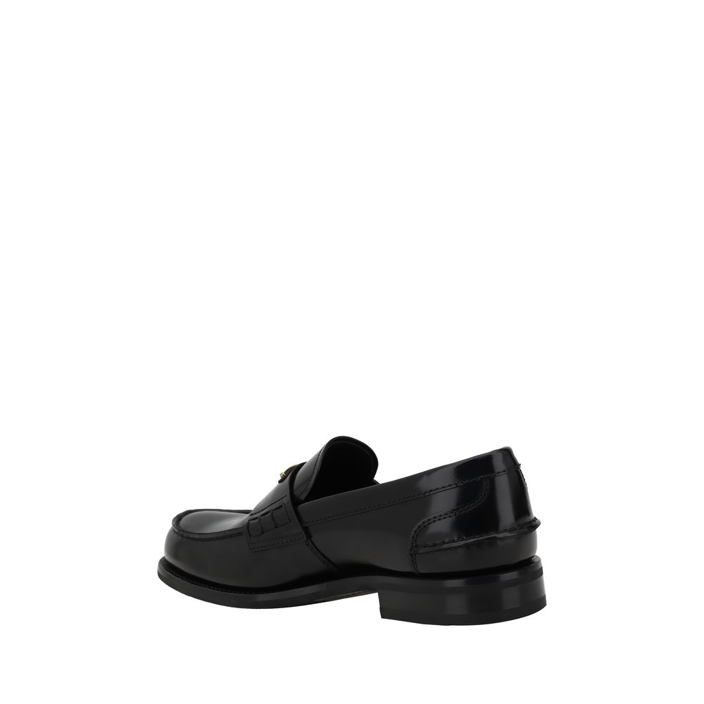 Black Calf Leather Bos Taurus Slip-On Loafers - ventzia