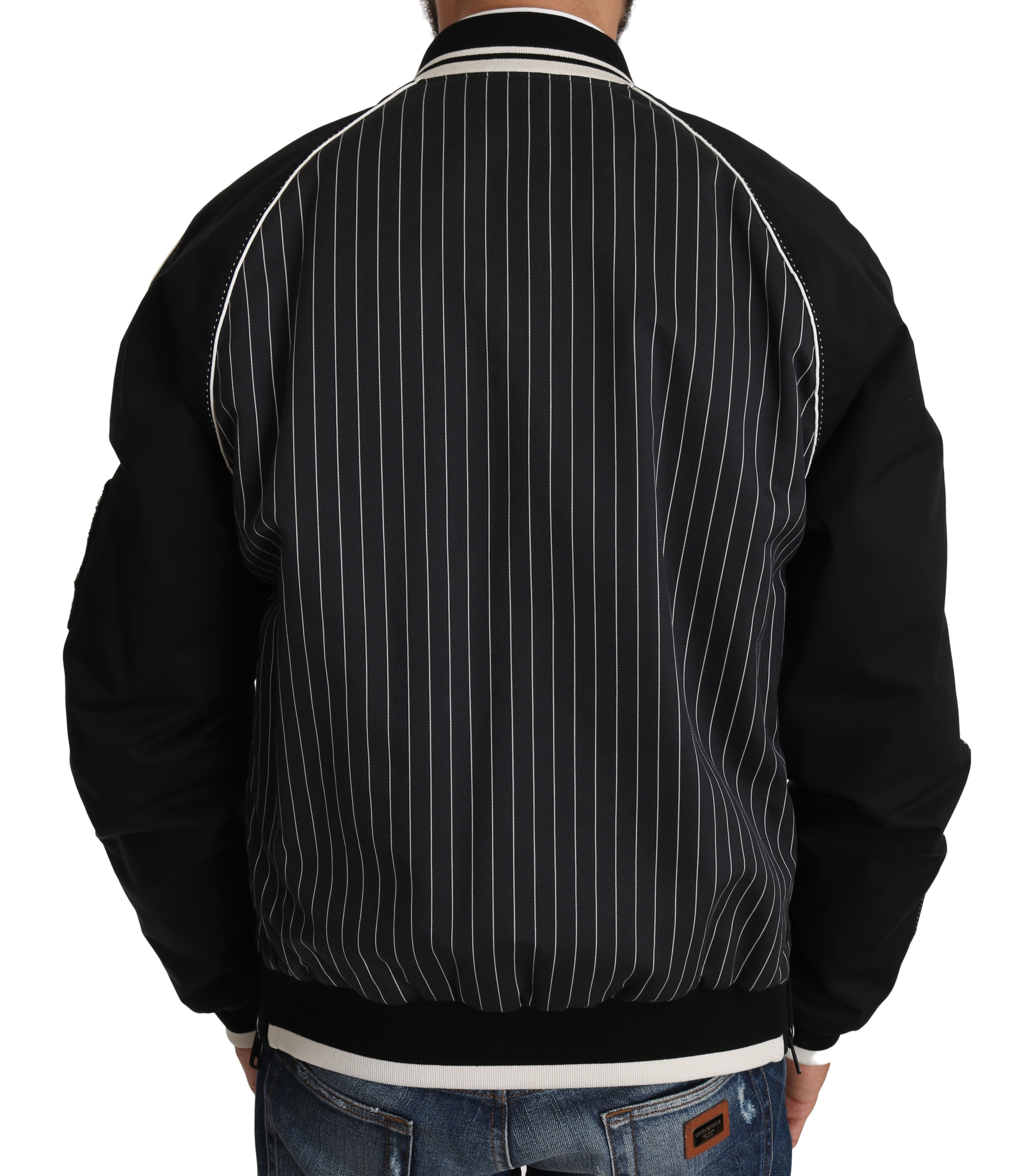 Elegant Sequined Black Bomber Jacket - ventzia