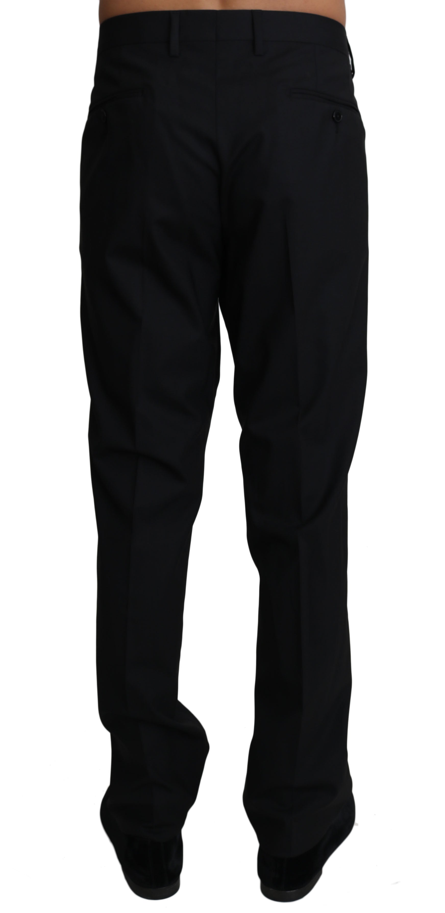 Elegant Black Formal Wool Blend Trousers - ventzia