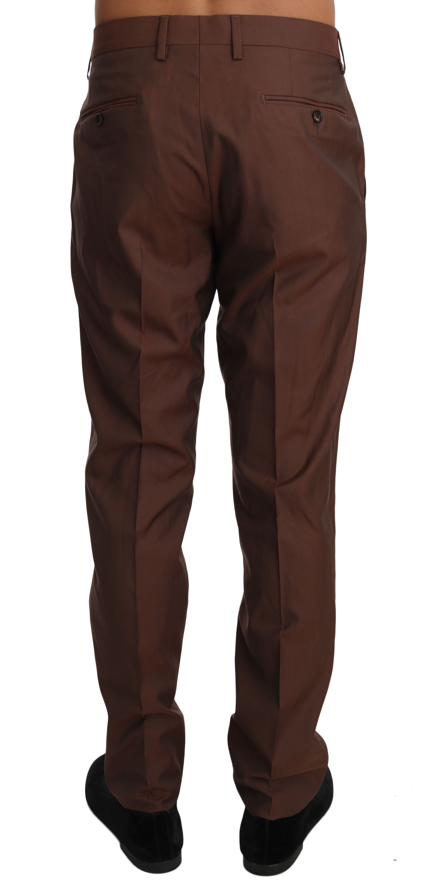 Elegant Brown Wool-Silk Formal Pants - ventzia