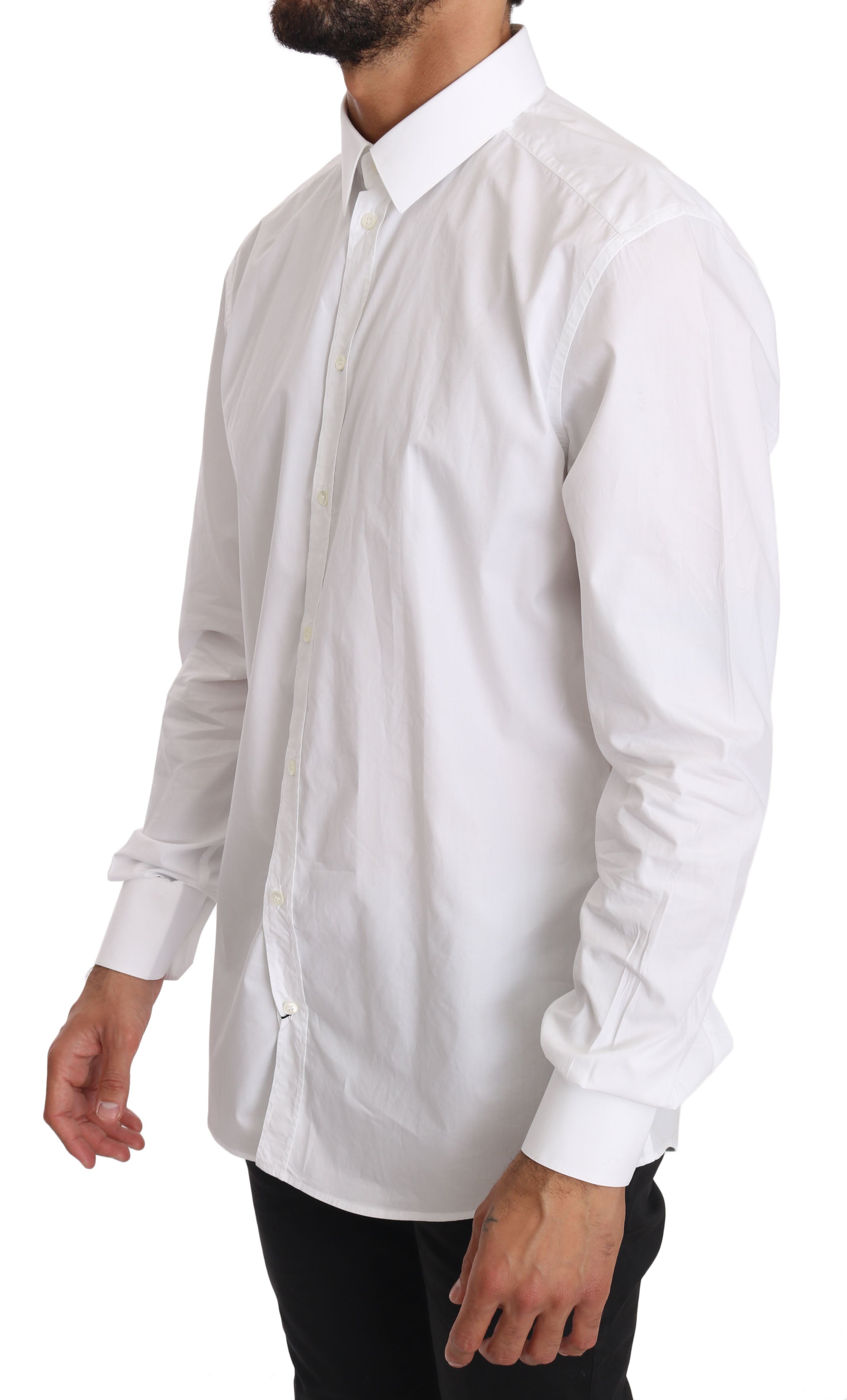 Elegant Slim Fit Dress Shirt in Pure White - ventzia