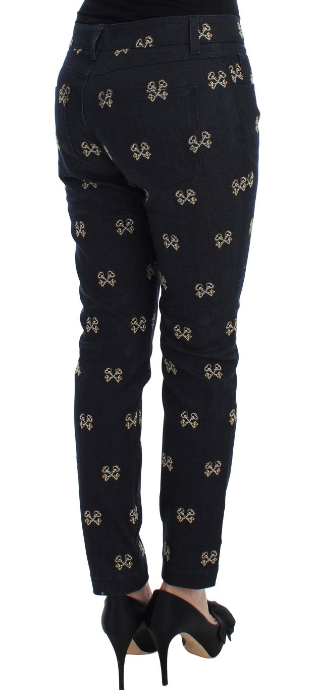 Elegant Embroidered Slim Fit Denim Jeans - ventzia