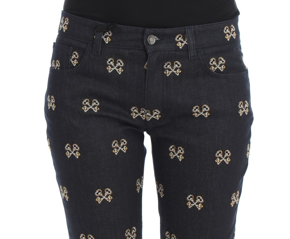 Elegant Embroidered Slim Fit Denim Jeans - ventzia