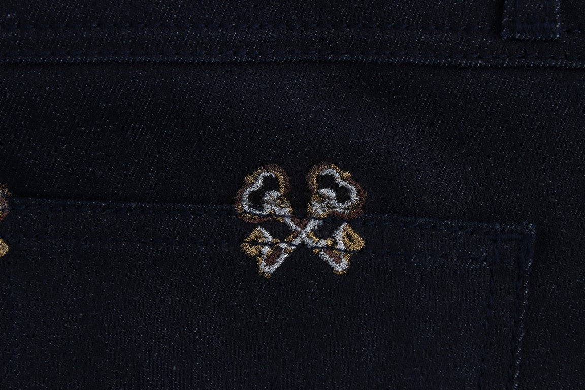 Elegant Embroidered Slim Fit Denim Jeans - ventzia