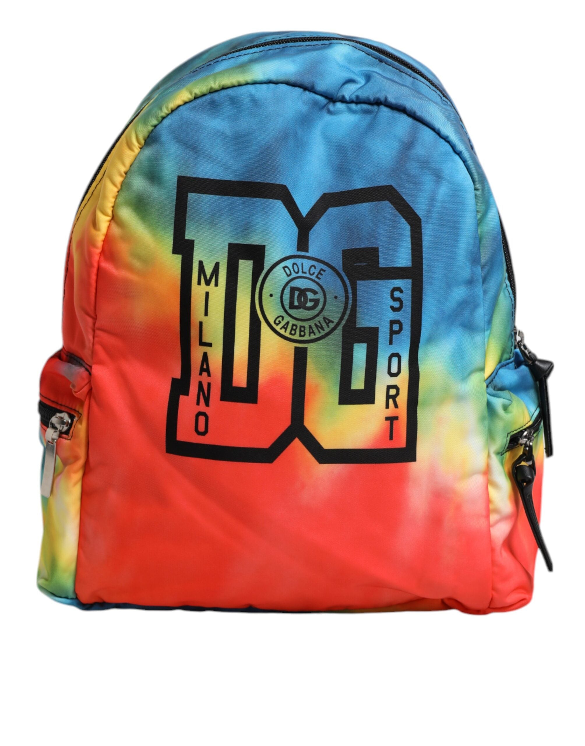 Multicolor Tie Dye Nylon Logo Print Kids Backpack Bag - ventzia