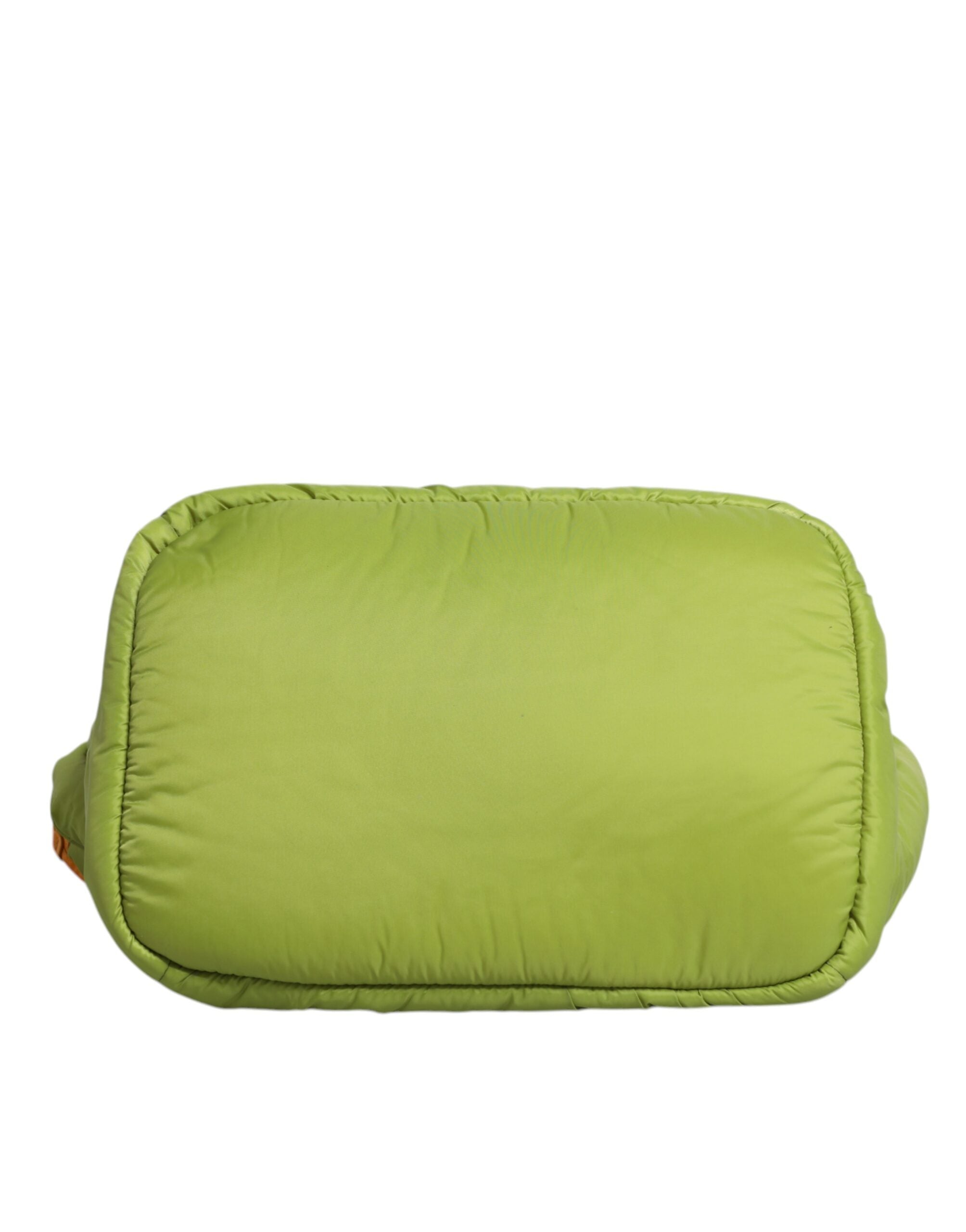 Green Nylon Padded Logo Plaque Tote Crossbody Bag - ventzia