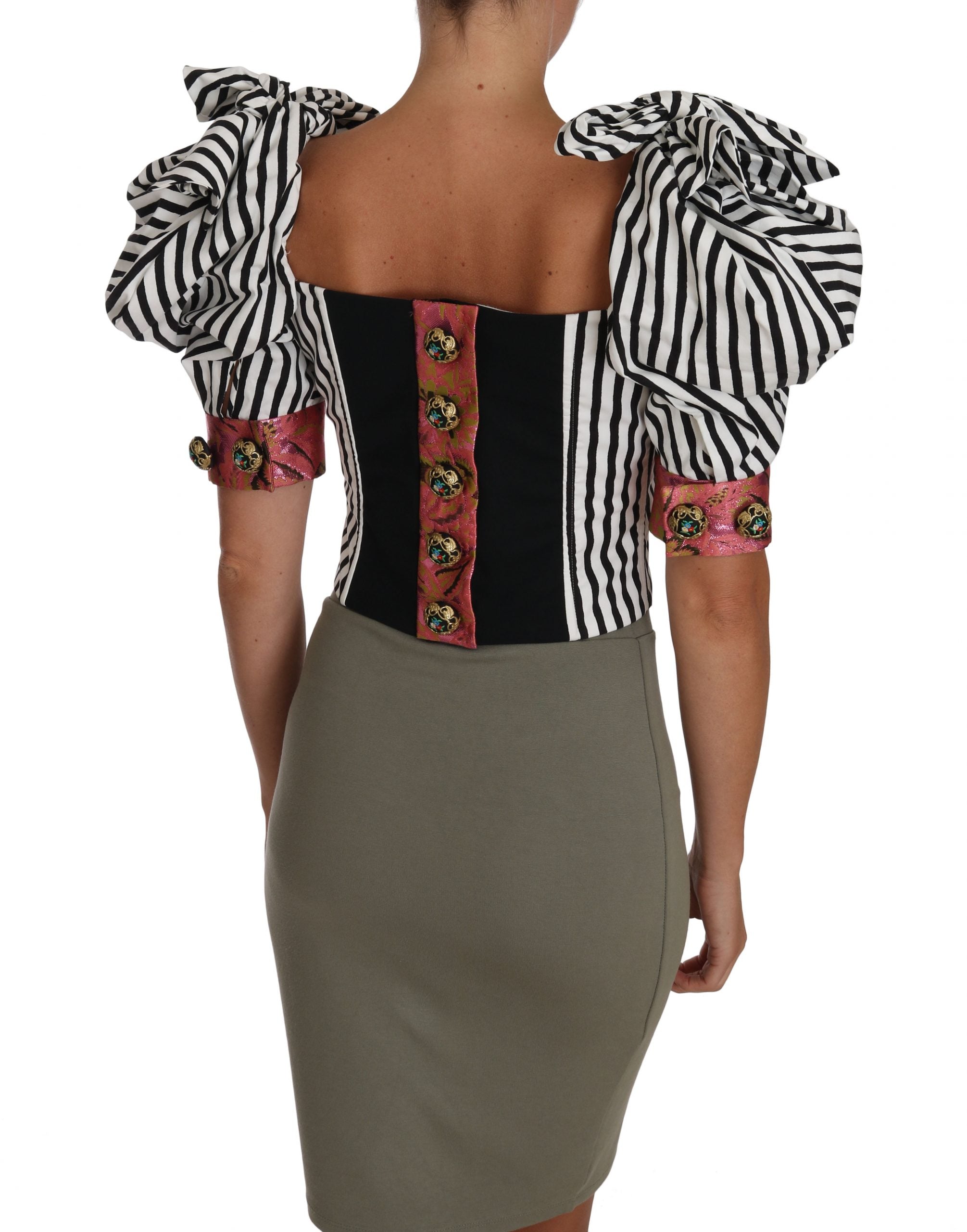 Elegant Cropped Corset Top with Crystal Buttons - ventzia