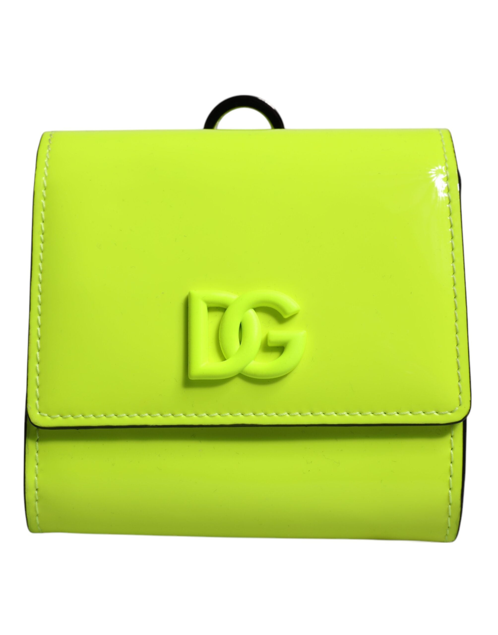 Yellow Green Bifold DG Logo Neck Strap Cardholder Wallet - ventzia