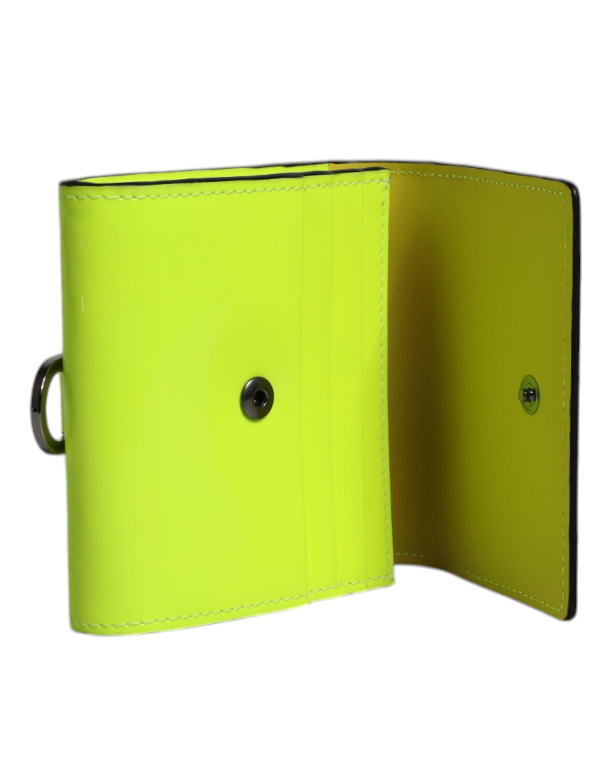 Yellow Green Bifold DG Logo Neck Strap Cardholder Wallet - ventzia