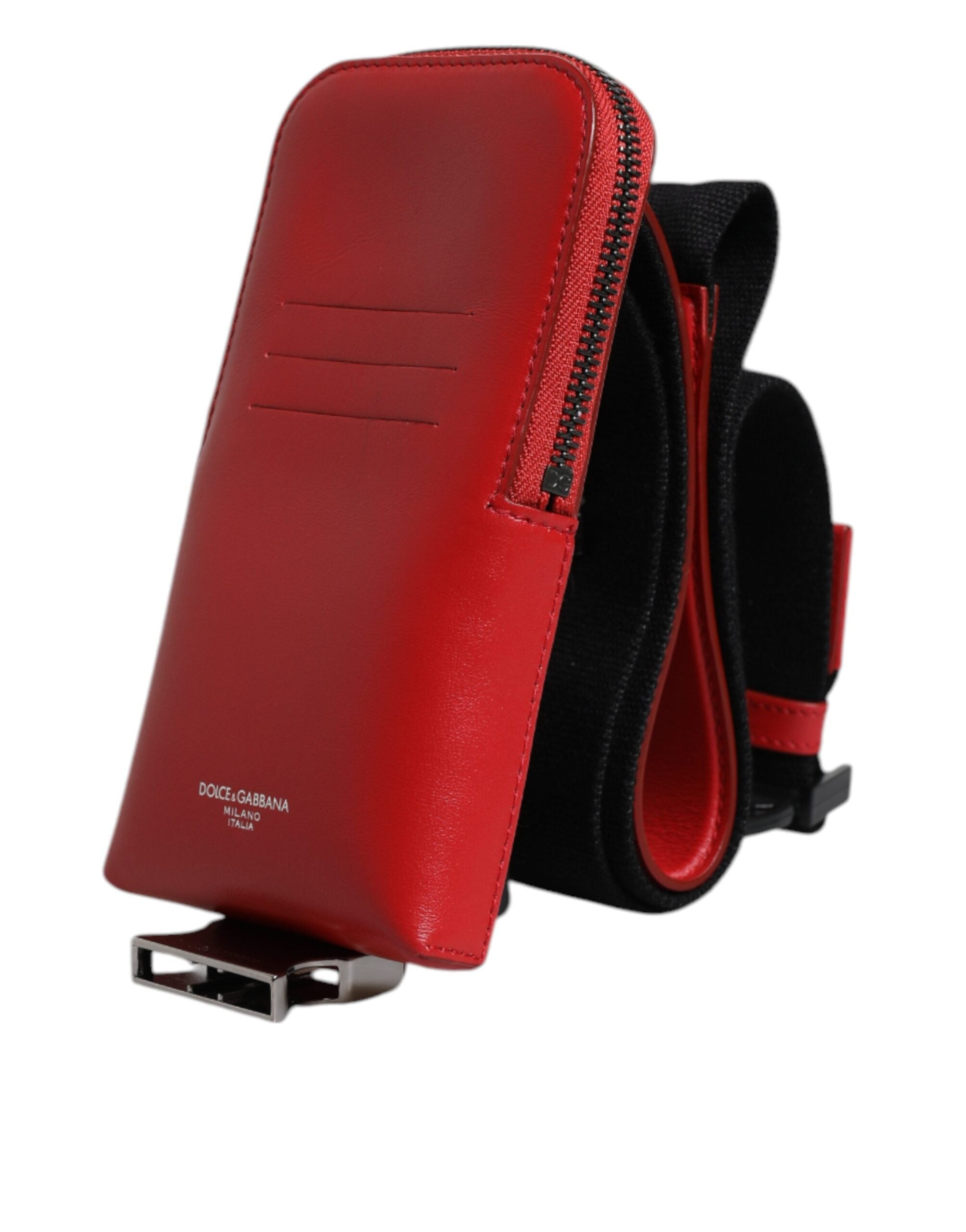 Red Leather Logo Zip Around Card Holder Wide Strap Wallet (Copy) - ventzia