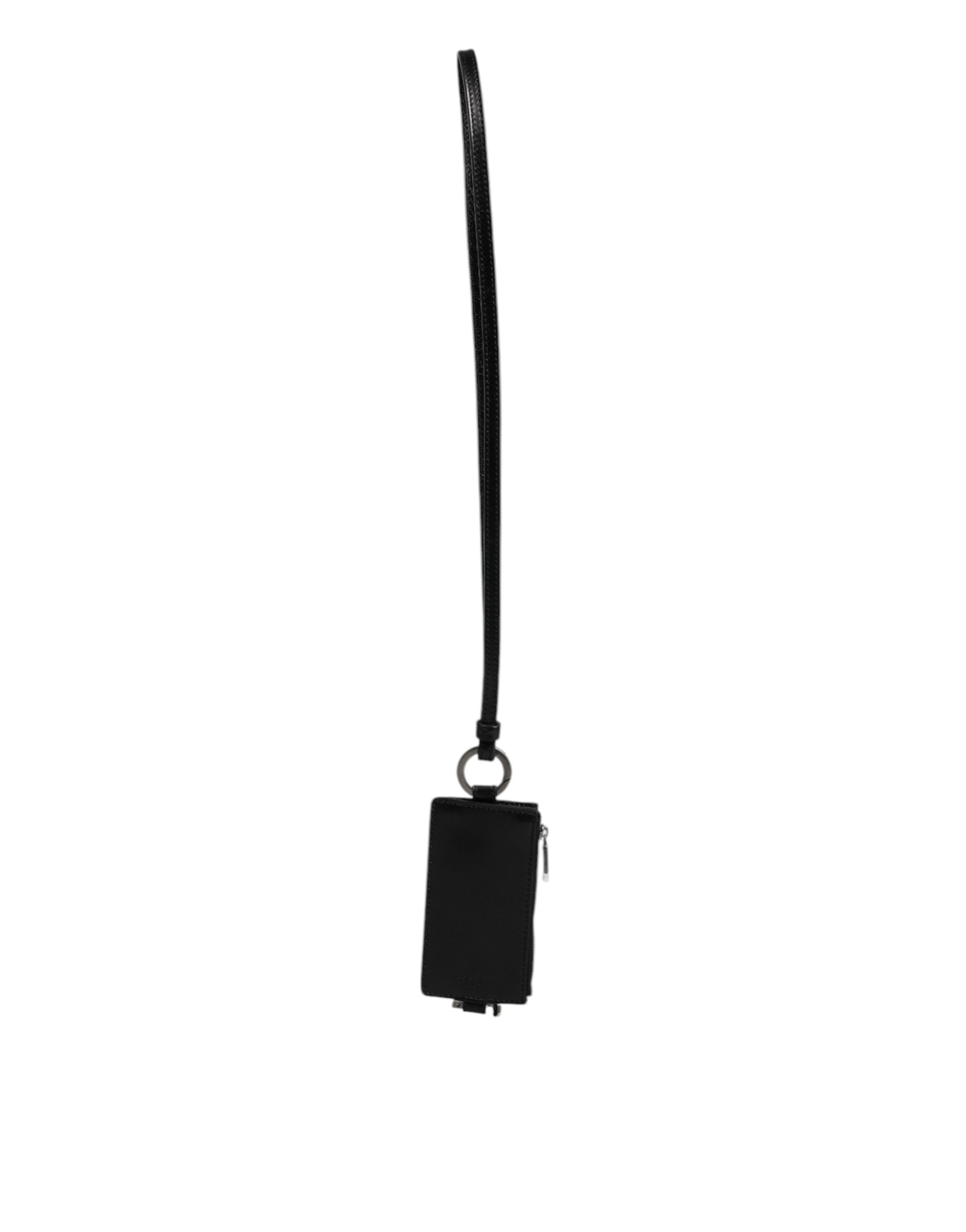 Black Horse Leather Lanyard Logo Card Holder Wallet - ventzia
