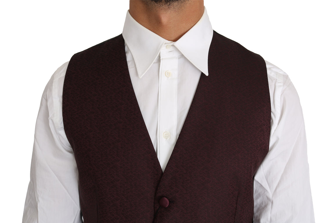 Elegant Purple Patterned Men's Formal Vest - ventzia
