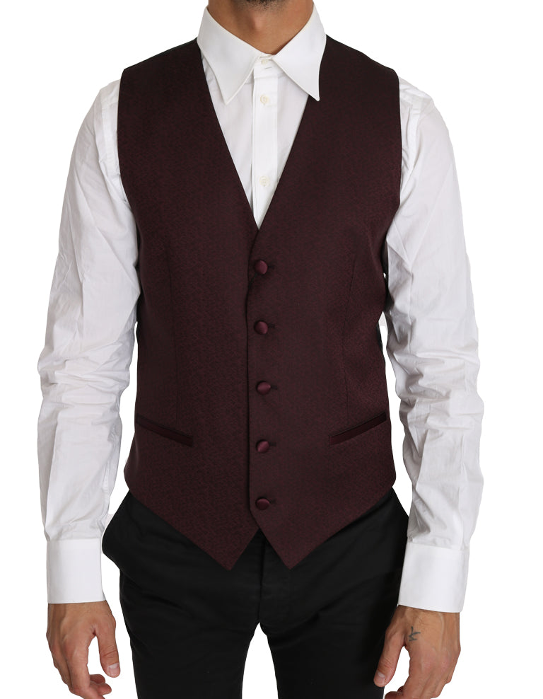 Elegant Purple Patterned Men's Formal Vest - ventzia