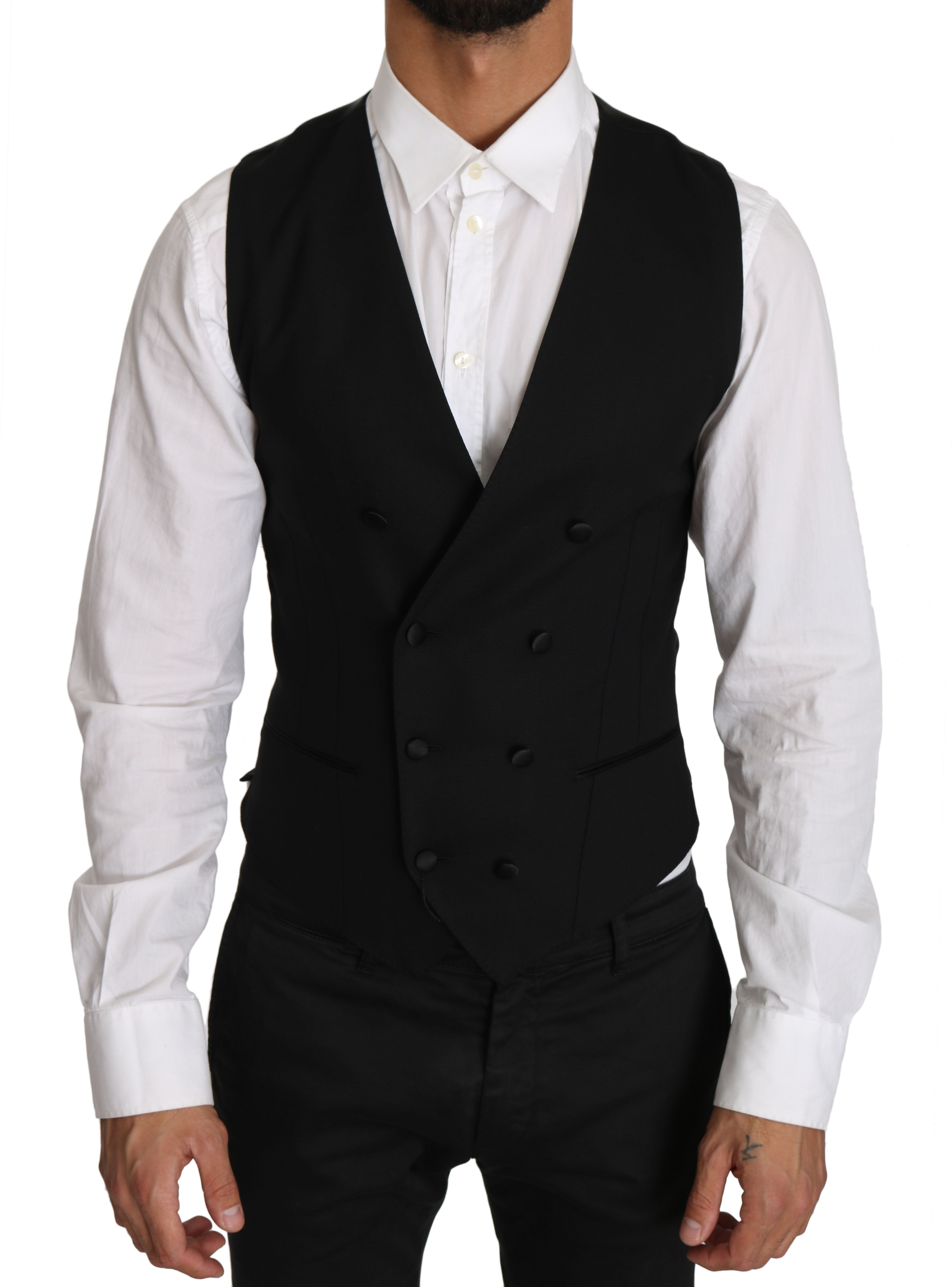 Sleek Double Breasted Slim Fit Wool Vest - ventzia