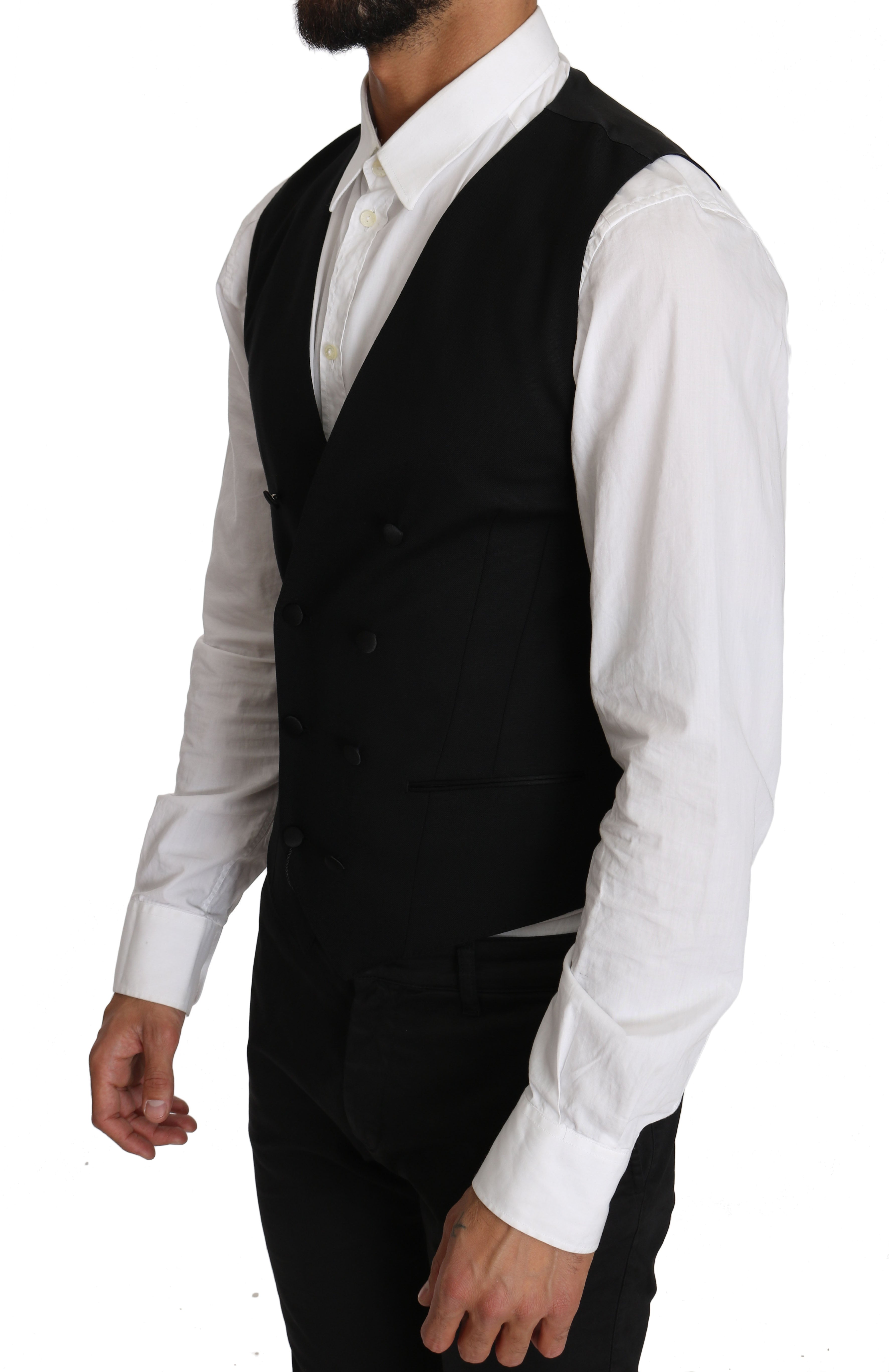 Sleek Double Breasted Slim Fit Wool Vest - ventzia